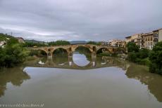 Routes of Santiago de Compostela in Spain - Routes of Santiago de Compostela in Northern Spain: The Romanesque stone bridge of Puente la Reina was built in the 11th century so that pilgrims... Routes of Santiago de Compostela in Spain - Routes of Santiago de Compostela in Northern Spain: The Romanesque stone bridge of Puente la Reina was built in the 11th century so that pilgrims...