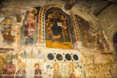 Monasteries of Meteora - Meteora: A fresco on the outer wall of the church of the Megalo Meteoro Monastery. The church houses several remarkable icons. All...
