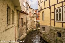 Historisch centrum van Quedlinburg - Stiftskerk van Sint Servaas, kasteel en het historisch centrum van Quedlinburg: De smalle rivier de Bode stroomt door het historisch centrum van...