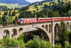 Rhaetian Railway, the Albula and Bernina Lines - Rhaetian Railway in the Albula / Bernina Landscapes: The eleven-arched limestone Solis Viaduct is a single-track railway viaduct. The Solis... Rhaetian Railway, the Albula and Bernina Lines - Rhaetian Railway in the Albula / Bernina Landscapes: The eleven-arched limestone Solis Viaduct is a single-track railway viaduct. The Solis...