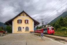 Rhaetian Railway, the Albula and Bernina Lines - Rhaetian Railway in the Albula / Bernina Landscapes: A Rhaetian Railway station in La Punt Chamues- ch. The Rhaetian Railway is the... Rhaetian Railway, the Albula and Bernina Lines - Rhaetian Railway in the Albula / Bernina Landscapes: A Rhaetian Railway station in La Punt Chamues- ch. The Rhaetian Railway is the...