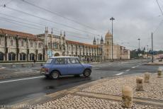 Monastery of the Hieronymites in Lisbon - A classic Mini in front of the Monastery of the Hieronymites in Lisbon, Portugal. The monastery is situated close to the Tagus...