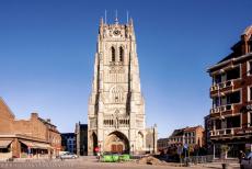 Flemish Béguinage Tongeren - The Belfry of the Basilica of Our Lady in Tongeren, the original Romanesque belfry was replaced by the present 64 metres tall Gothic belfry... Flemish Béguinage Tongeren - The Belfry of the Basilica of Our Lady in Tongeren, the original Romanesque belfry was replaced by the present 64 metres tall Gothic belfry...