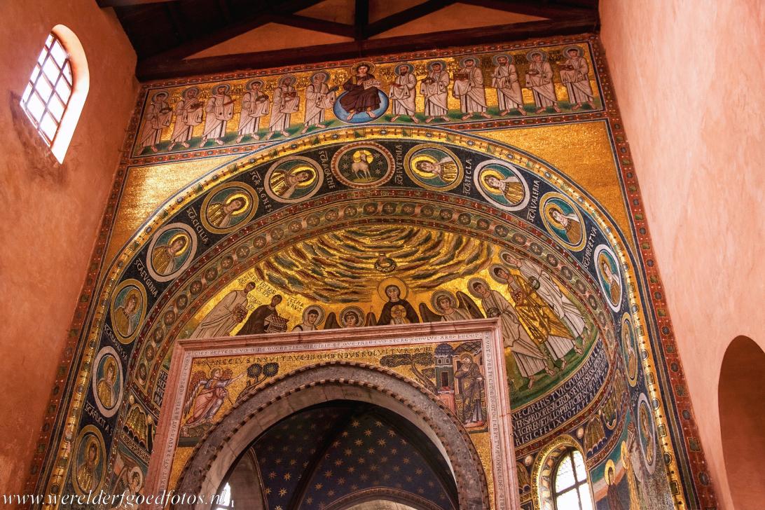 Euphrasian Basilica in Poreč - The apse of the Euphrasian Basilica in Poreč is adorned with 6th century Byzantine mosaics. The mosaics depict Mother Mary and... Euphrasian Basilica in Poreč - The apse of the Euphrasian Basilica in Poreč is adorned with 6th century Byzantine mosaics. The mosaics depict Mother Mary and...