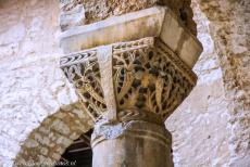 Euphrasian Basilica in Poreč - Historic centre of Poreč: One of the sculpted capitals of the columns in the square atrium of the Euphrasian Basilica, the atrium is a... Euphrasian Basilica in Poreč - Historic centre of Poreč: One of the sculpted capitals of the columns in the square atrium of the Euphrasian Basilica, the atrium is a...