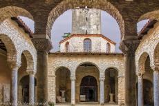 Euphrasian Basilica in Poreč - Historic Centre of Poreč: The atrium and the 5th century baptistery of the episcopal complex of the Euphrasian Basilica, the buildings of the... Euphrasian Basilica in Poreč - Historic Centre of Poreč: The atrium and the 5th century baptistery of the episcopal complex of the Euphrasian Basilica, the buildings of the...