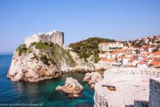 Old City of Dubrovnik - Old City of Dubrovnik: The St. Lawrence Fortress or Lovrijenac (on the left hand side) was built in the 11th century. Fort Bokar (on the... Old City of Dubrovnik - Old City of Dubrovnik: The St. Lawrence Fortress or Lovrijenac (on the left hand side) was built in the 11th century. Fort Bokar (on the...