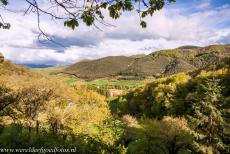 San Millan Yuso and Suso Monasteries - The San Millán Yuso Monastery (lower monastery) viewed the from San Millán Suso Monastery (upper monastery). The San... San Millan Yuso and Suso Monasteries - The San Millán Yuso Monastery (lower monastery) viewed the from San Millán Suso Monastery (upper monastery). The San...