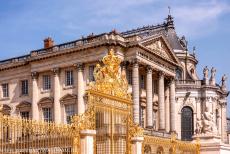 Palace and Park of Versailles - The Palace of Versailles is located behind the gold plated wrought iron Portes Royales, the Royal Gates. The gates separate the Marble... Palace and Park of Versailles - The Palace of Versailles is located behind the gold plated wrought iron Portes Royales, the Royal Gates. The gates separate the Marble...