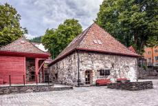 Bryggen - Bryggen: A storage room of stone in the courtyard, the gård. Bryggen is the historic quayside in Bergen, dating back to medieval times.... Bryggen - Bryggen: A storage room of stone in the courtyard, the gård. Bryggen is the historic quayside in Bergen, dating back to medieval times....