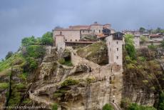 Monasteries of Meteora - Meteora: The Megalo Meteoro Monastery was built upon the highest rock in the Meteora area, the monastery is situated 415 metres above the... Monasteries of Meteora - Meteora: The Megalo Meteoro Monastery was built upon the highest rock in the Meteora area, the monastery is situated 415 metres above the...