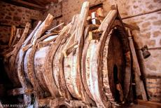 Monasteries of Meteora - The Varlaam Monastery in Meteora, this huge wooden barrel can hold 12 tons of rainwater. The early monasteries in Meteora were only... Monasteries of Meteora - The Varlaam Monastery in Meteora, this huge wooden barrel can hold 12 tons of rainwater. The early monasteries in Meteora were only...