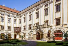 Gardens and Castle at Kroměříž - The courtyard and main entrance of the Castle at Kroměříž. The castle houses an art collection, it is the second finest in the Czech... Gardens and Castle at Kroměříž - The courtyard and main entrance of the Castle at Kroměříž. The castle houses an art collection, it is the second finest in the Czech...