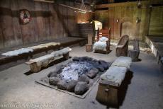 Viking-Age Ring Fortresses - Viking-Age Ring Fortresses in Denmark: An impression of the interior of the reconstructed longhouse in Trelleborg Fortress. Trelleborg was...