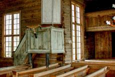 Petäjävesi Old Church - As the Petäjävesi Old Church lacked an organ, a raised bench was built for the precentor. From this elevated position, his task was to... Petäjävesi Old Church - As the Petäjävesi Old Church lacked an organ, a raised bench was built for the precentor. From this elevated position, his task was to...