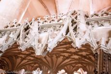 Canterbury Cathedral - The elaborate decorations above the choir of Canterbury Cathedral. The choir was destroyed by a fire in 1174, it was rebuilt as the first Gothic... Canterbury Cathedral - The elaborate decorations above the choir of Canterbury Cathedral. The choir was destroyed by a fire in 1174, it was rebuilt as the first Gothic...