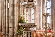 Canterbury Cathedral - The ornate baptismal font of Canterbury Cathedral dates from 1639. The font was smashed up by Puritans in 1641, the fragments were... Canterbury Cathedral - The ornate baptismal font of Canterbury Cathedral dates from 1639. The font was smashed up by Puritans in 1641, the fragments were...