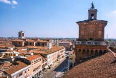 Ferrara, City of the Renaissance - One of the four towers of the Estense Castle, the ducal residence of the d'Este family. The House of Este ruled the city of Ferrara... Ferrara, City of the Renaissance - One of the four towers of the Estense Castle, the ducal residence of the d'Este family. The House of Este ruled the city of Ferrara...