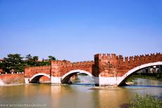 City of Verona - City of Verona: The Castelvecchio Bridge or Ponte Scaligero crossing the Adige River. In 1945, the Castelvecchio Bridge was completely destroyed... City of Verona - City of Verona: The Castelvecchio Bridge or Ponte Scaligero crossing the Adige River. In 1945, the Castelvecchio Bridge was completely destroyed...